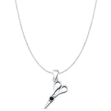 Black Onyx Scissors Pendant Cable Chain Necklace 925 Sterling Silver