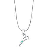 Turquoise Scissors Pendant Rope Chain Necklace 925 Sterling Silver