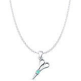 Turquoise Scissors Pendant Rolo Chain Necklace 925 Sterling Silver
