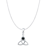 Black Onyx Triquetra Pendant Cable Chain Necklace 925 Sterling Silver