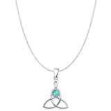Turquoise Triquetra Pendant Cable Chain Necklace 925 Sterling Silver