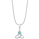 Turquoise Triquetra Pendant Rope Chain Necklace 925 Sterling Silver
