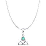 Turquoise Triquetra Pendant Rolo Chain Necklace 925 Sterling Silver
