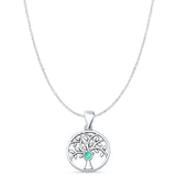 Turquoise Tree Of Life Pendant Cable Chain Necklace 925 Sterling Silver