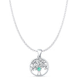 Turquoise Tree Of Life Pendant Rolo Chain Necklace 925 Sterling Silver