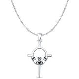 Black Onyx Claddagh Pendant Box Chain Necklace 925 Sterling Silver