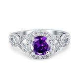 Round Halo Cubic Zirconia Infinity Twisted Ring 925 Sterling Silver