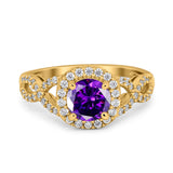Round Halo Cubic Zirconia Infinity Twisted Ring 925 Sterling Silver