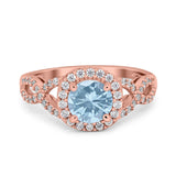Round Halo Cubic Zirconia Infinity Twisted Ring 925 Sterling Silver
