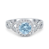 Round Halo Cubic Zirconia Infinity Twisted Ring 925 Sterling Silver
