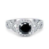 Round Halo Cubic Zirconia Infinity Twisted Ring 925 Sterling Silver