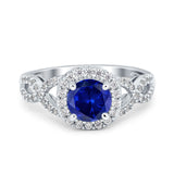 Round Halo Cubic Zirconia Infinity Twisted Ring 925 Sterling Silver