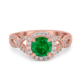 Round Halo Cubic Zirconia Infinity Twisted Ring 925 Sterling Silver