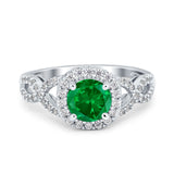 Round Halo Cubic Zirconia Infinity Twisted Ring 925 Sterling Silver