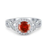 Round Halo Cubic Zirconia Infinity Twisted Ring 925 Sterling Silver