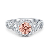 Round Halo Cubic Zirconia Infinity Twisted Ring 925 Sterling Silver
