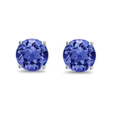 Butterfly Back 4 Prong Round Casting Cubic Zirconia Stud Earrings 925 Sterling Silver 3mm-9mm Choose Size