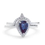 Two Piece Pear Teardrop Natural Stone Ring