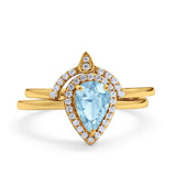 Two Piece Pear Teardrop Natural Stone Ring