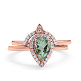 Two Piece Pear Teardrop Natural Stone Ring
