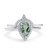 Two Piece Pear Teardrop Natural Stone Ring