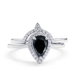 Two Piece Pear Teardrop Natural Stone Ring