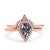 Two Piece Pear Teardrop Natural Stone Ring