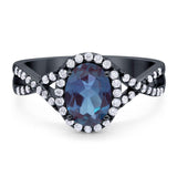 Art Deco Oval Natural Stone Twisted Ring