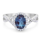 Art Deco Oval Natural Stone Twisted Ring