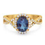 Art Deco Oval Natural Stone Twisted Ring