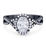 Art Deco Oval Natural Stone Twisted Ring