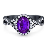 Art Deco Oval Natural Stone Twisted Ring