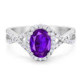 Art Deco Oval Natural Stone Twisted Ring