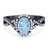 Art Deco Oval Natural Stone Twisted Ring