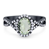 Art Deco Oval Natural Stone Twisted Ring