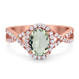 Art Deco Oval Natural Stone Twisted Ring