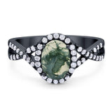 Art Deco Oval Natural Stone Twisted Ring