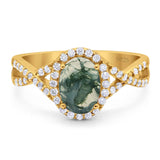 Art Deco Oval Natural Stone Twisted Ring