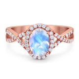 Art Deco Oval Natural Stone Twisted Ring