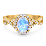 Art Deco Oval Natural Stone Twisted Ring