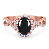 Art Deco Oval Natural Stone Twisted Ring