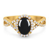 Art Deco Oval Natural Stone Twisted Ring