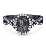 Art Deco Oval Natural Stone Twisted Ring