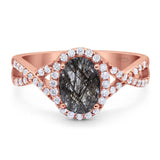 Art Deco Oval Natural Stone Twisted Ring