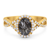 Art Deco Oval Natural Stone Twisted Ring