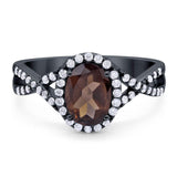 Art Deco Oval Natural Stone Twisted Ring