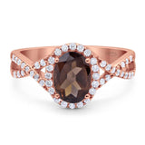 Art Deco Oval Natural Stone Twisted Ring