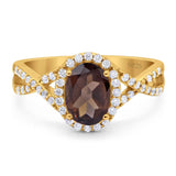 Art Deco Oval Natural Stone Twisted Ring