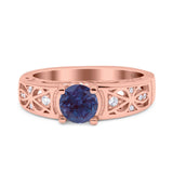 Art Deco Round Natural Stone Filigree Ring