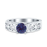 Art Deco Round Natural Stone Filigree Ring